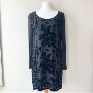 Hale Bob Black Beaded Long Sleeve Dress Size Medium